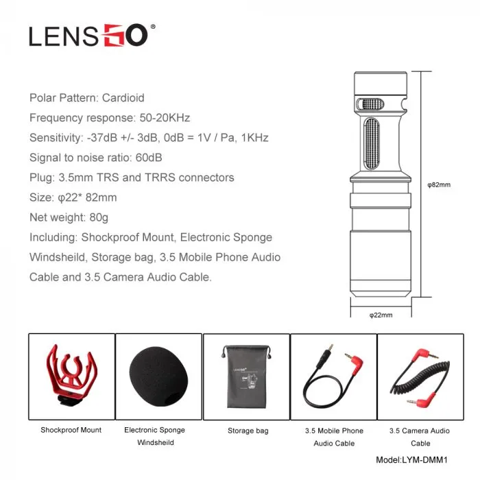 Lensgo LYM-DMM1 Microphone Mic For Caonon Sony Nikon Home Studio Audio Video - Image 3