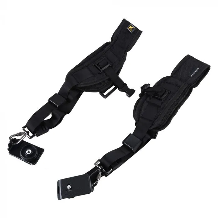 Black Double Dual Camera Shoulder Strap for all cameras - Image 6