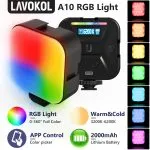 LAVOKOL A10 RGB Light Mini LED Panel Camera Lamp with Smartphone APP