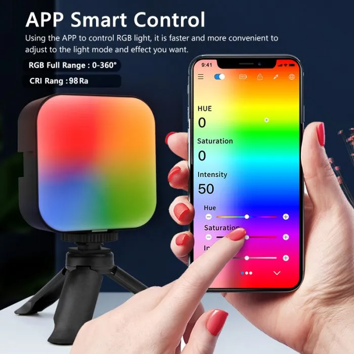 LAVOKOL A10 RGB Light Mini LED Panel Camera Lamp with Smartphone APP - Image 3