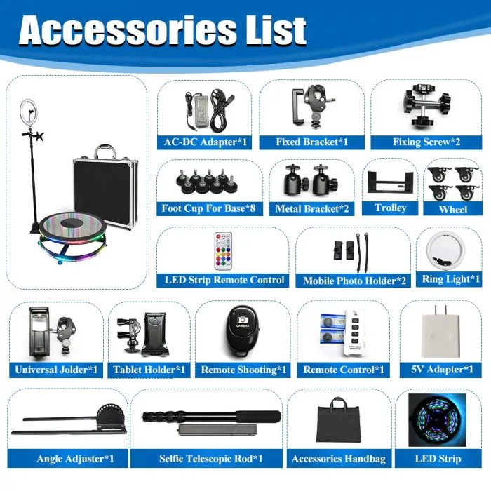 360 Photo Booth Machine for Parties Glass Automatic Spin PhotoBooth with Remote Control, Ring Light Slow Motion Camera Booth - Image 7