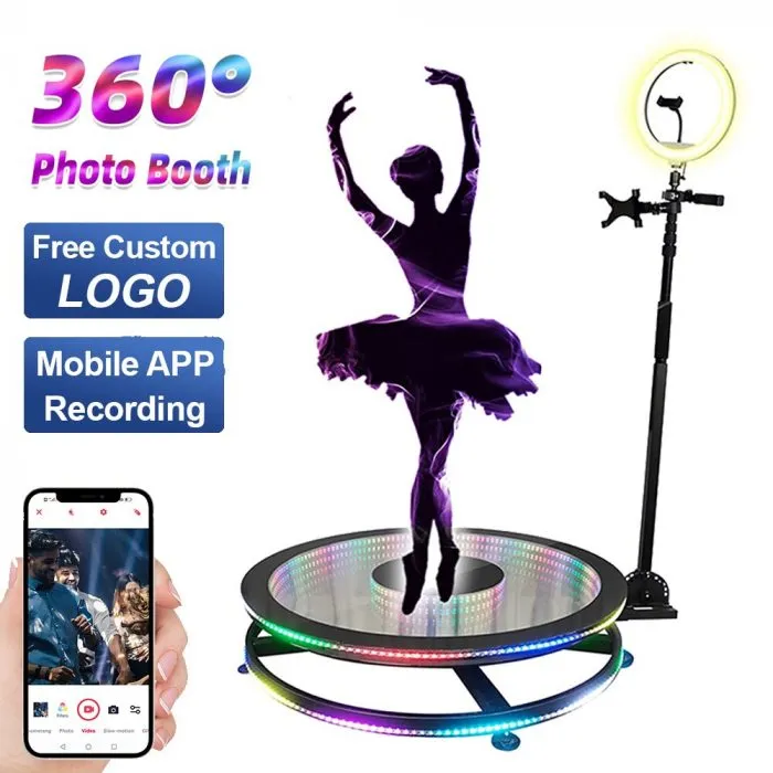 360 Photo Booth Machine for Parties Glass Automatic Spin PhotoBooth with Remote Control, Ring Light Slow Motion Camera Booth - Image 8