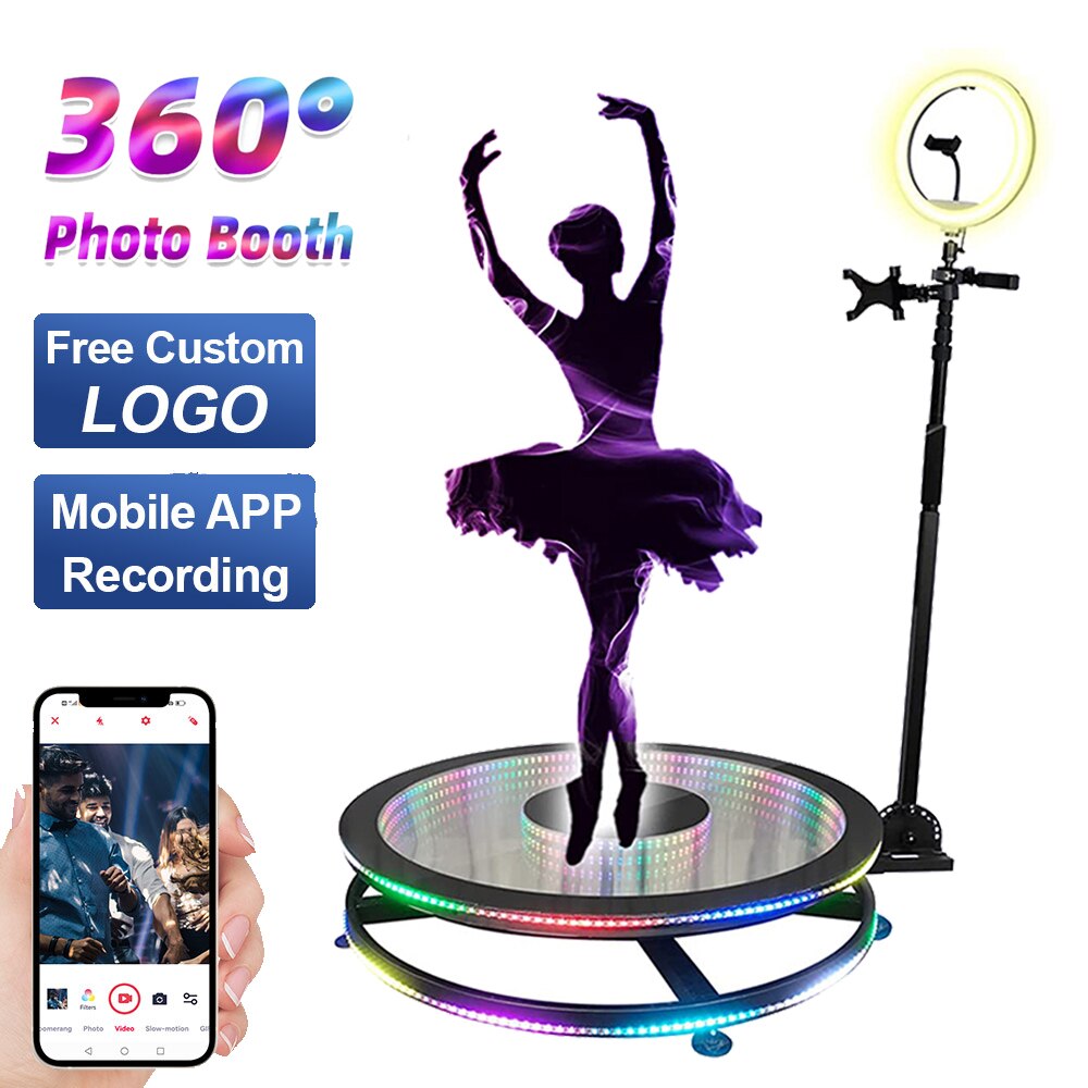 360 Photo Booth Machine for Parties,Free Customize Logo,Automatic Slow  Motion 360 Spin Selfie Platform for Party, Wedding, Live Broadcast, with  LED
