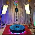 360 Photo Booth Machine for Parties Glass Automatic Spin PhotoBooth with Remote Control, Ring Light Slow Motion Camera Booth