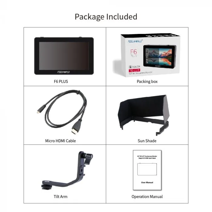 FEELWORLD F6 PLUS 5.5 Inch on Camera DSLR Field Monitor 3D LUT Touch Screen IPS FHD 1920x1080 Video Focus Assist Support 4K HDMI - Image 7
