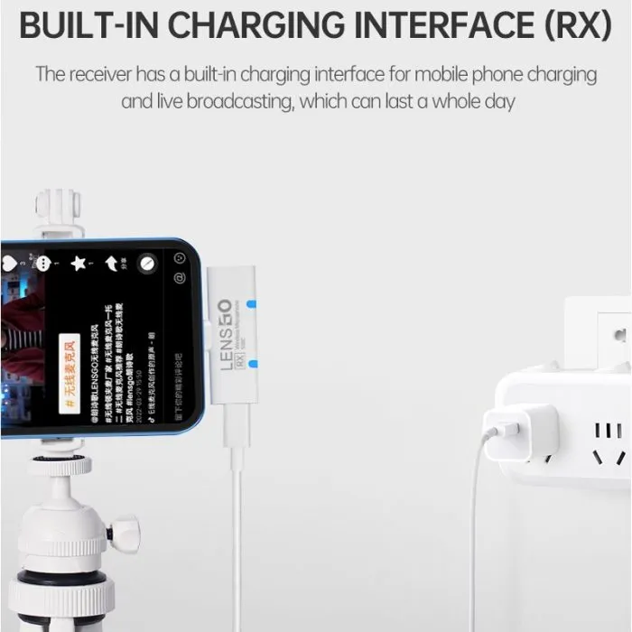 LENSGO 518C Wireless Lavalier Microphone Audio Video Recording Mobile Phone with Noise Reduction Feature - Image 4