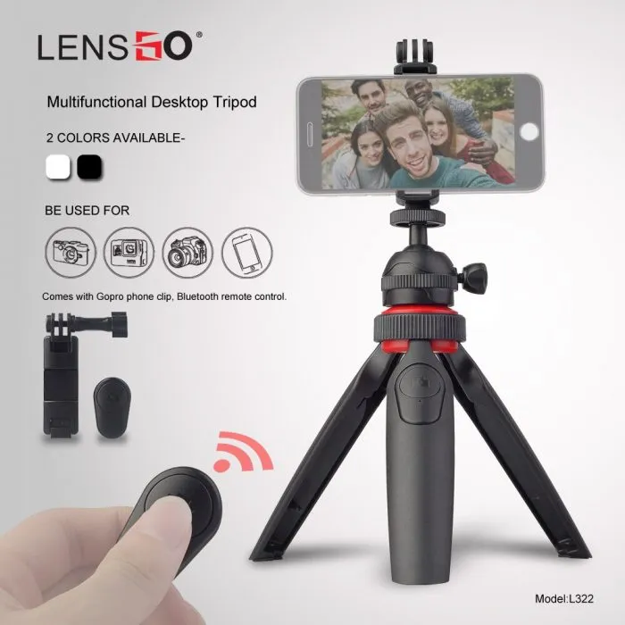 LENSGO L322 Camera/Gopro/Smartphone Tabletop Tripod , The Mini Lightweight Tripod with Wireless Bluetooth Shutter - Image 9