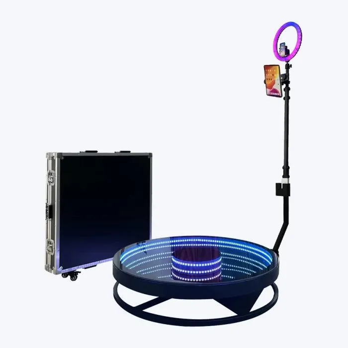 360 Photo Booth Machine for Parties Glass Automatic Spin PhotoBooth with Remote Control, Ring Light Slow Motion Camera Booth - Image 2