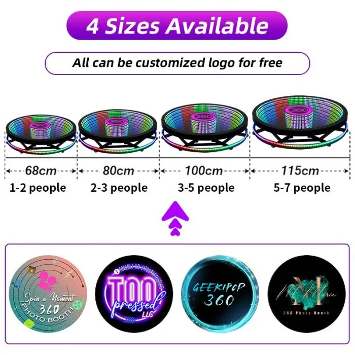 Photobooth LED Glass spin 360 Photo Booth Video Rotating Machine Selfie 100cm Stand For Wedding Party Events - Image 2