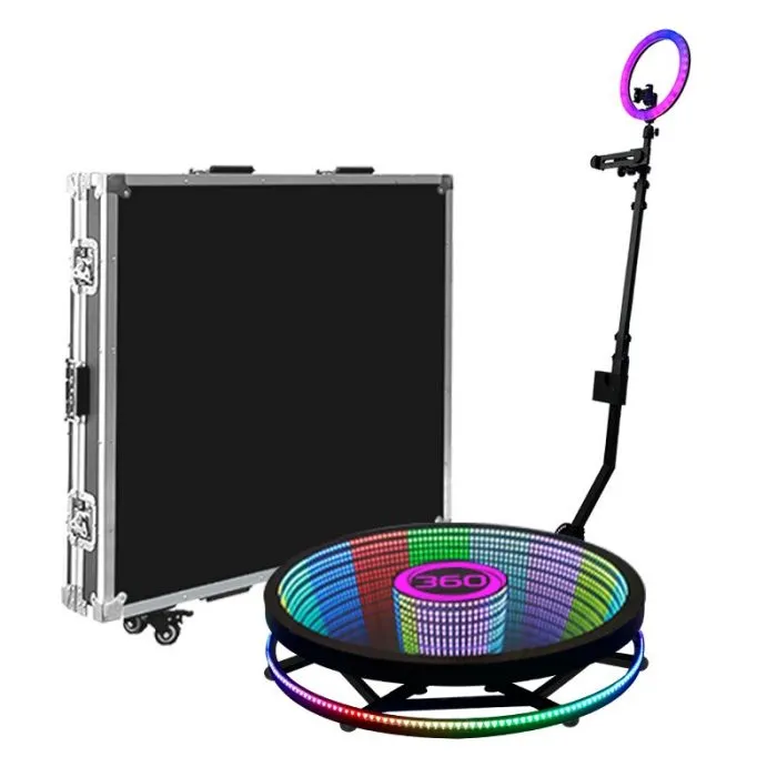 Photobooth LED Glass spin 360 Photo Booth Video Rotating Machine Selfie 100cm Stand For Wedding Party Events - Image 1