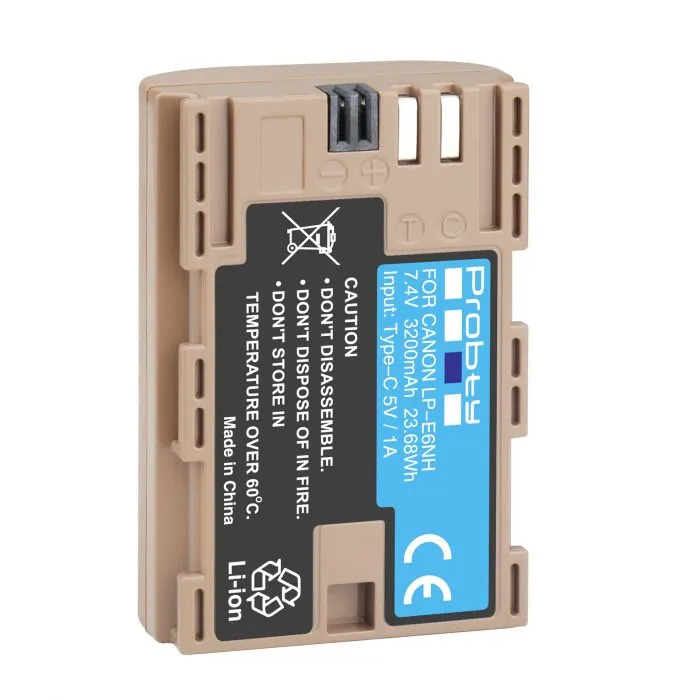 LP-E6NH 3200mAh Battery Replace LP-E6N LP-E6 Battery with Type-C Input For Canon Camera - Image 2