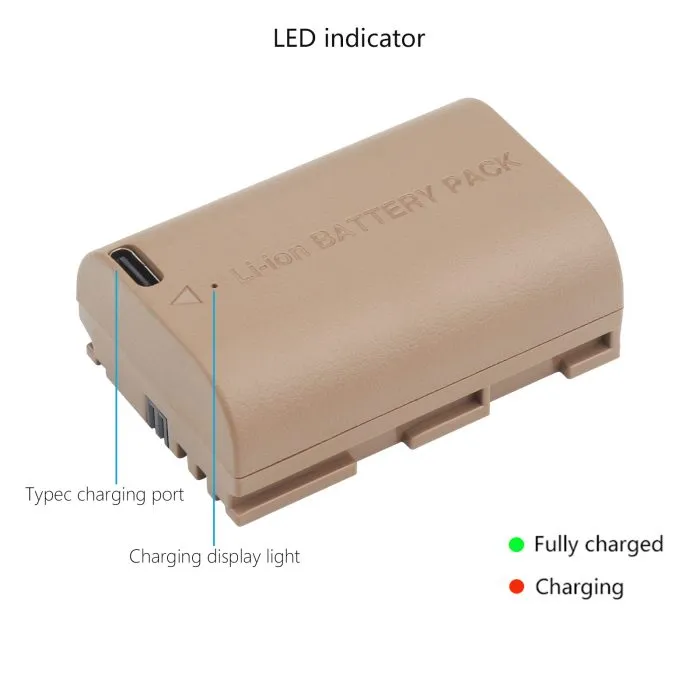 LP-E6NH 3200mAh Battery Replace LP-E6N LP-E6 Battery with Type-C Input For Canon Camera - Image 8