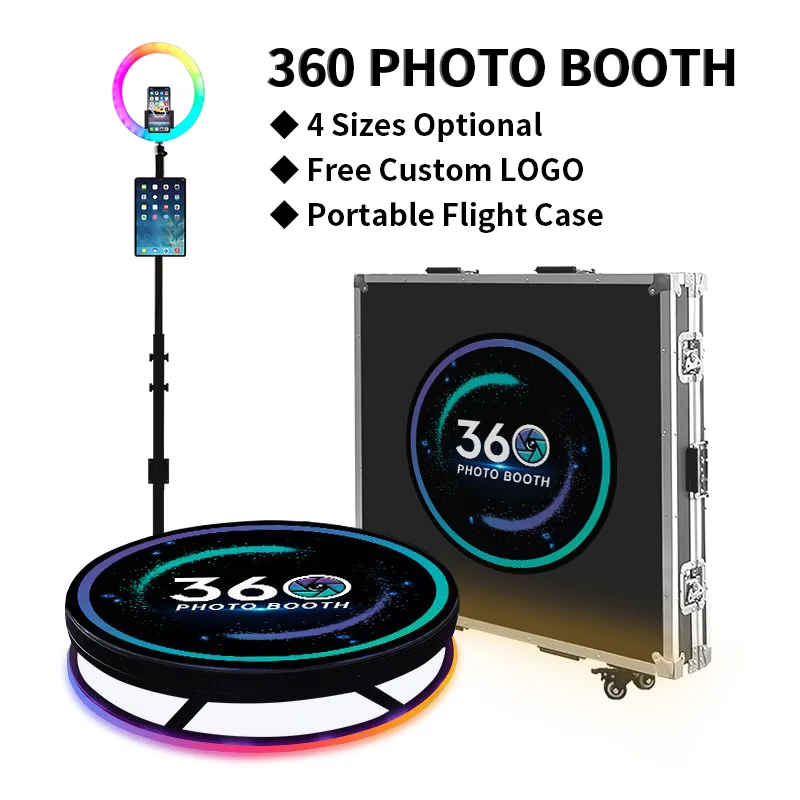 360-Photo-Booth-Machine-Automatic-Spin-115cm-100cm-80cm-with-Flight-Case-for-Wedding-Party-Events