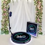 360 Photo Booth Rotating Machine Size 80cm for 3 People, Motorized Video Booth for Events Party Weddings