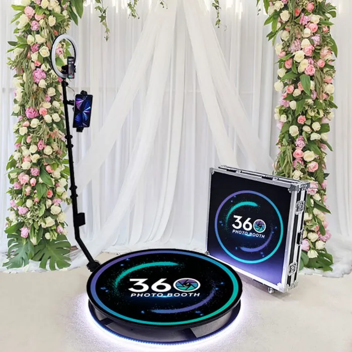 360 Photo Booth Rotating Machine Size 80cm for 3 People, Motorized Video Booth for Events Party Weddings - Image 1