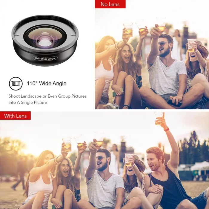 APEXEL HD 5 in 1 Camera Phone Lens 4K Wide Macro Portrait Super Fisheye Lens for iPhone Samsung and other Mobile Phones - Image 3