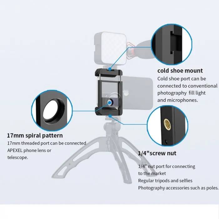 APEXEL Universal Mobile Phone Clip Clamp Bracket Holder Stand For Telephoto Lens - Image 3