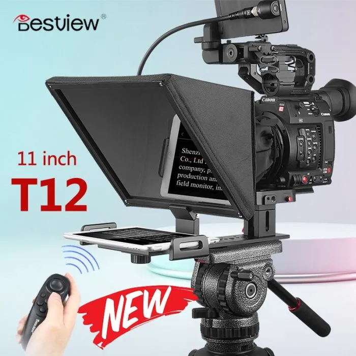 Desview T12 Teleprompter for 11 inch iPad Tablet Phone DSLR Camera Prompter For TV Interview Speech Live Shows - Image 1