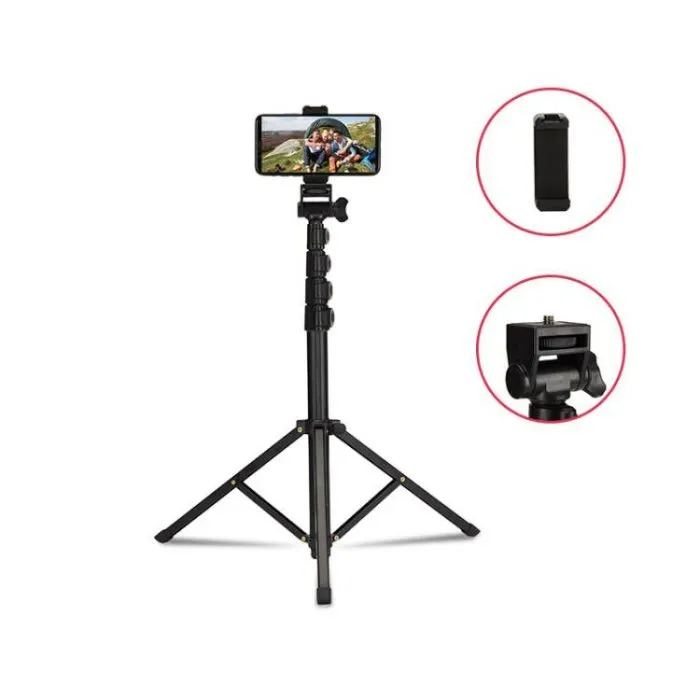 Jmary MT39 61inch Aluminum Extendable Cell Phone Tripod Stand with Selfie Stick Tripod and Phone Clip - Image 2