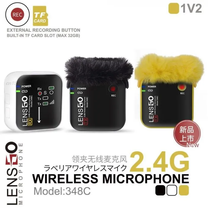 Lensgo 348C 2.4G Microphone Wireless Lapel Mic Support TF card With Charging Case For Mobile Phone and Cameras - Image 1