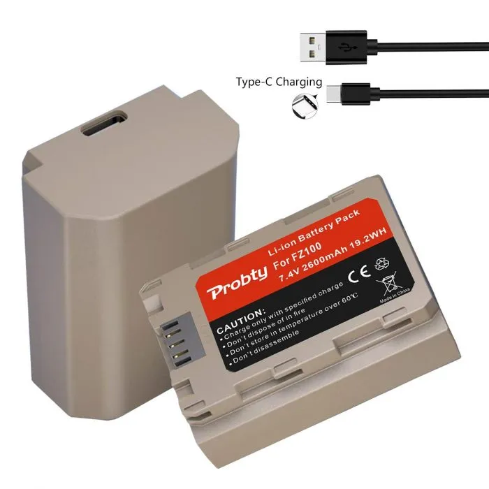 NP-FZ100 Sony Camera Battery with Type-C Charging Input for Sony Alpha A7 III, A7 IV, a7 SIII, A7R III, A7R IV - Image 1