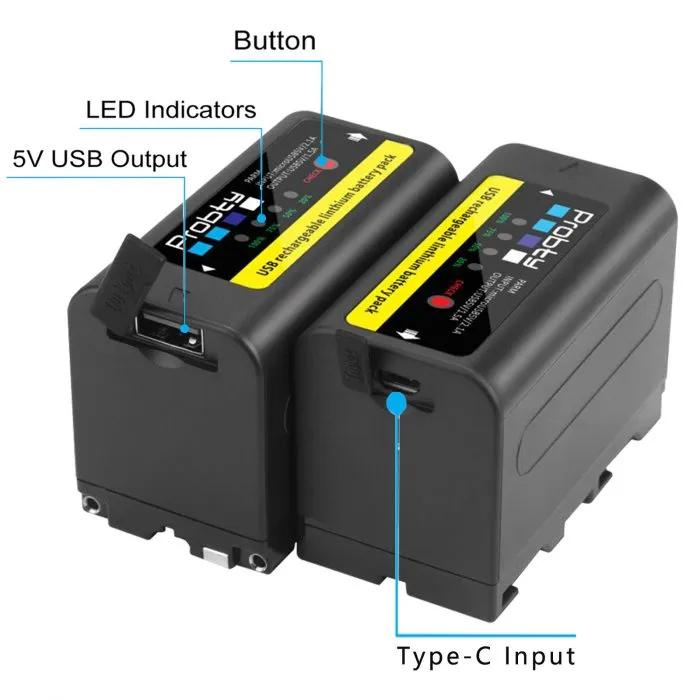 Probty NP-F770 Camera Battery 6800mAh with LED Power Indicator for Sony - Image 3