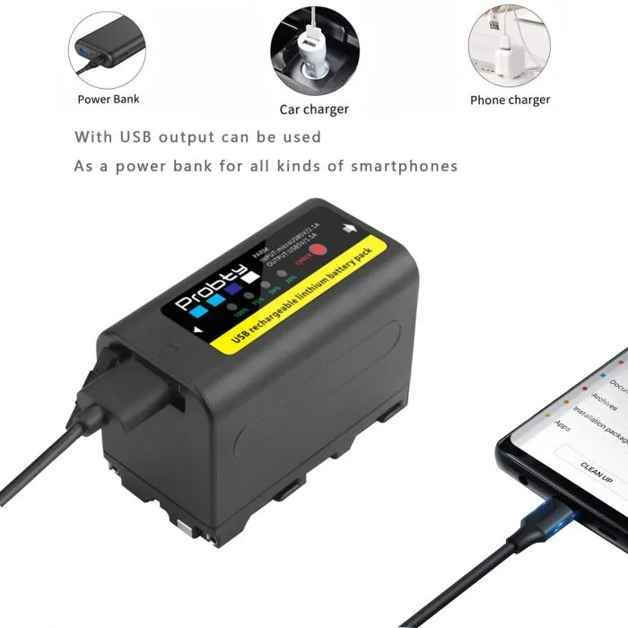 Probty NP-F770 Camera Battery 6800mAh with LED Power Indicator for Sony - Image 4