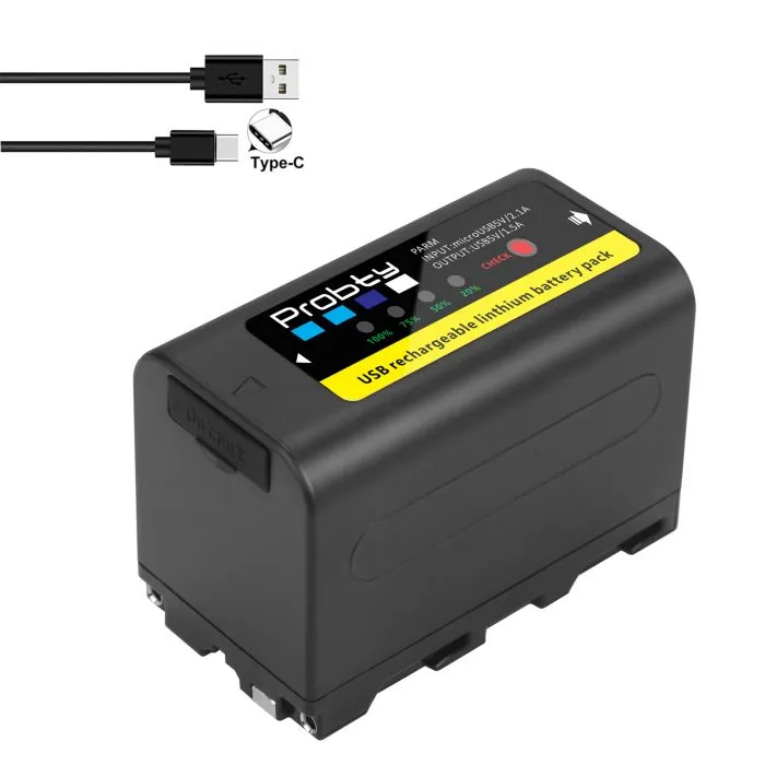 Probty NP-F770 Camera Battery 6800mAh with LED Power Indicator for Sony - Image 1