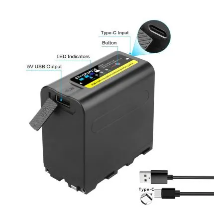 Probty NP-F980 Battery 8800mAh with USB and USB-C Charging Port Replacement Battery for Sony Cameras