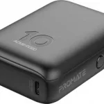 Promate Ultra-Compact Power Bank, With 22W Power Delivery, Qualcomm Quick Charge 3.0, 10000 mAh Battery Capacity, Black
