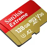 SanDisk 128GB Extreme microSD UHS I Card for 4K Video on Smartphones Action Cams & Drones 190MB/s Read, 90MB/s Write Red/Gold