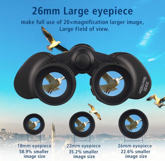 UncleHu 20x50 High Power Binoculars for Adults, Compact HD Professional/Daily Waterproof Binoculars Telescope for Bird Watching Travel Hunting Football Games Stargazing with Carrying Case and Strap - Image 3
