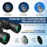 UncleHu 20x50 High Power Binoculars for Adults, Compact HD Professional/Daily Waterproof Binoculars Telescope for Bird Watching Travel Hunting Football Games Stargazing with Carrying Case and Strap - Image 4