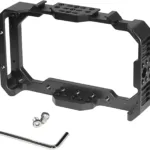 Desview Camera Monitor Cage 5.5 inch, Aluminum Alloy Field Monitor Cage with 1/4’’ & 3/8’’ Thread and Cold Shoe, Compatible R5II Camera Monitor