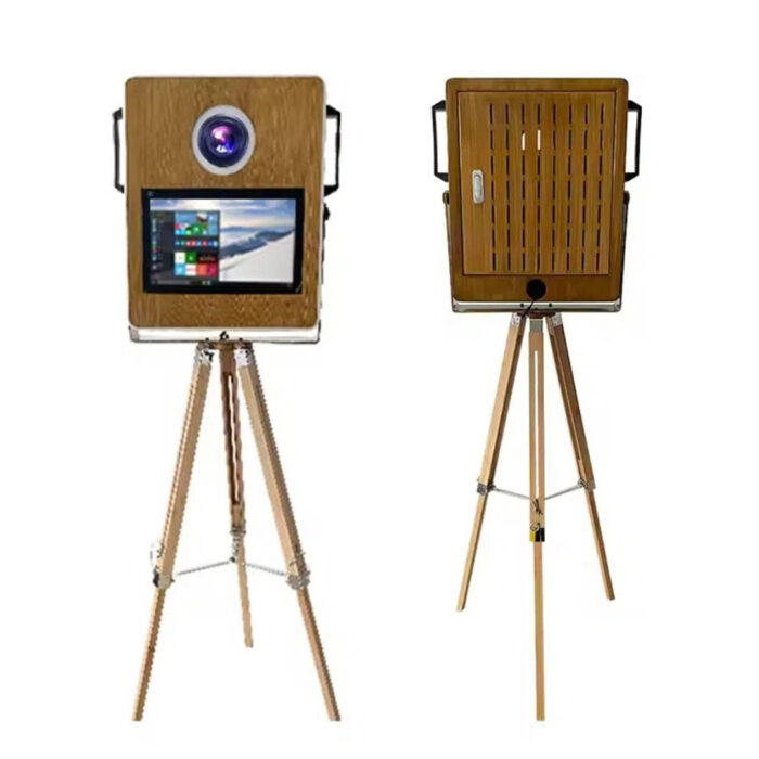 Xria Vintage Wooden Photo Booth with 15.6 inch Touch Screen Selfie Photobooth Compitable with DSLR Cameras for Weddings Parties and Events - Image 3