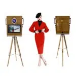 Xria Vintage Wooden Photo Booth with 15.6 inch Touch Screen Selfie Photobooth Compitable with DSLR Cameras for Weddings Parties anda Events - Image 3