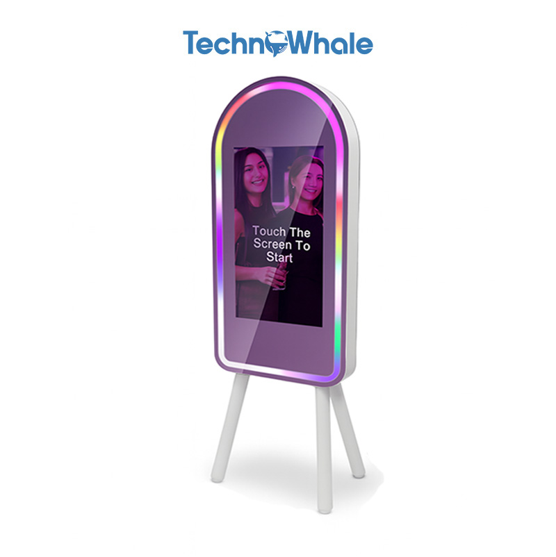 TW-50 TechnoWhale 50 Inch Magic Mirror Photobooth With 4 Legs and 32 inch LCD Screen Selfie Photo Booth with Canon 2000d DSLR Camera for Events Weddings and Parties - Image 1