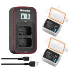 KingMa BM058FW50-2BM 2pcs NP-FW50 Battery 1080mAh and LCD Dual Charger Kit For Sony ZV-E10 A6000 A6100 A6300 A6400 A6500 A7m2 A7r2 A7S A7S2 7Rm2