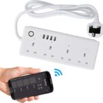 Technowhale Smart Life Tuya APP 1.8m Cable Intelligent power strip 4 Outlets Plug Socket Wifi Smart Power Strip with USB 4 Charging Port App Voice Control Work with Alexa Google Home Assistant
