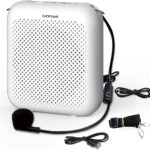 NORWII S358 Portable 2000mAH Rechargeable Voice Amplifier with Wired Microphone Headset & Waistband, Personal Microphone and Speaker for Teachers Tour Guides (White)