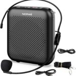 NORWII S358 Portable 2000mAH Rechargeable Voice Amplifier with Wired Microphone Headset & Waistband, Personal Microphone and Speaker for Teachers Tour Guides (Black)