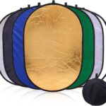 Xria Photography Light Reflector 90 x 120CM Collapsible 7-in-1 Oval Lighting Diffuser Translucent Silver Gold White Black Green Blue with Bag for Photo Studio Video Live Streaming Outdoor