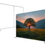 Xria Aluminum Square Backdrop Stand 3x3 meters 9.84ft double Side Straight Tension Fabric Backdrop for Photobooth Birthday Party and Wedding Background Decoration