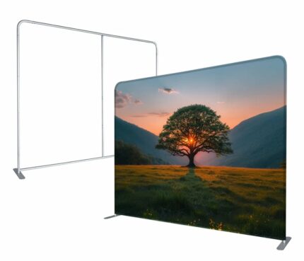 Xria Aluminum Square Backdrop Stand 3x3 meters 9.84ft double Side Straight Tension Fabric Backdrop for Photobooth Birthday Party and Wedding Background Decoration
