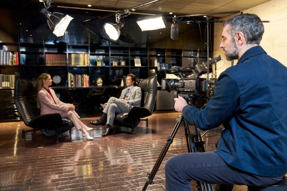 Sony PXW-Z300 set up for a discussion shoot. Photo credit: Sony