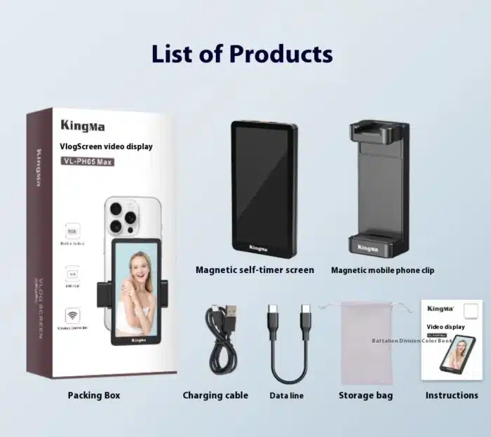 Kingma VL PH05 Max Smartphone Vlog Selfie Screen – Rear Camera Monitor for Android & iPhone - Image 4
