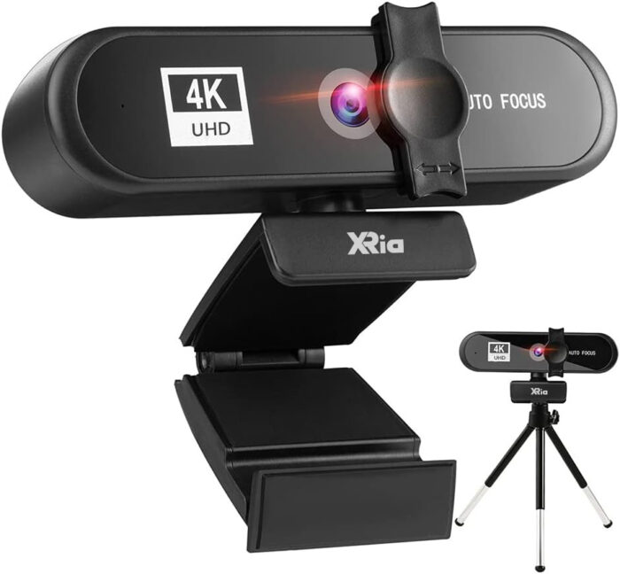 Xria XR-4K Webcam WithTripod 4K Resolution Usb Webcam With Microphone Privacy Cover and Autofocus Function for Computer PC and Mac Laptop - Image 1