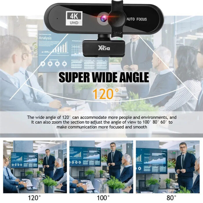 Xria XR-4K Webcam WithTripod 4K Resolution Usb Webcam With Microphone Privacy Cover and Autofocus Function for Computer PC and Mac Laptop - Image 4