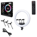 MJ56 22-Inch RGB LED Ring Light with Tripod Stand & 3 Phone Holders, Touch and Remote Control, Adjustable Brightness & Color Temperature for YouTube, Live Streaming, Makeup & Photography