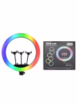 MJ56 22-Inch RGB LED Ring Light with Tripod Stand & 3 Phone Holders, Touch and Remote Control, Adjustable Brightness & Color Temperature for YouTube, Live Streaming, Makeup & Photography - Image 4